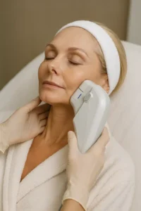 Woman receiving HIFU non surgical facelift treatment The Potteries