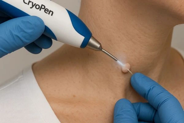 Person receiving Cryotherapy skin tag removal The Potteries